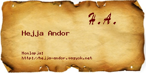 Hejja Andor névjegykártya